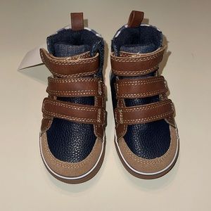 Koala Kids Flannel Detail Brown Velcro Baby Shoes